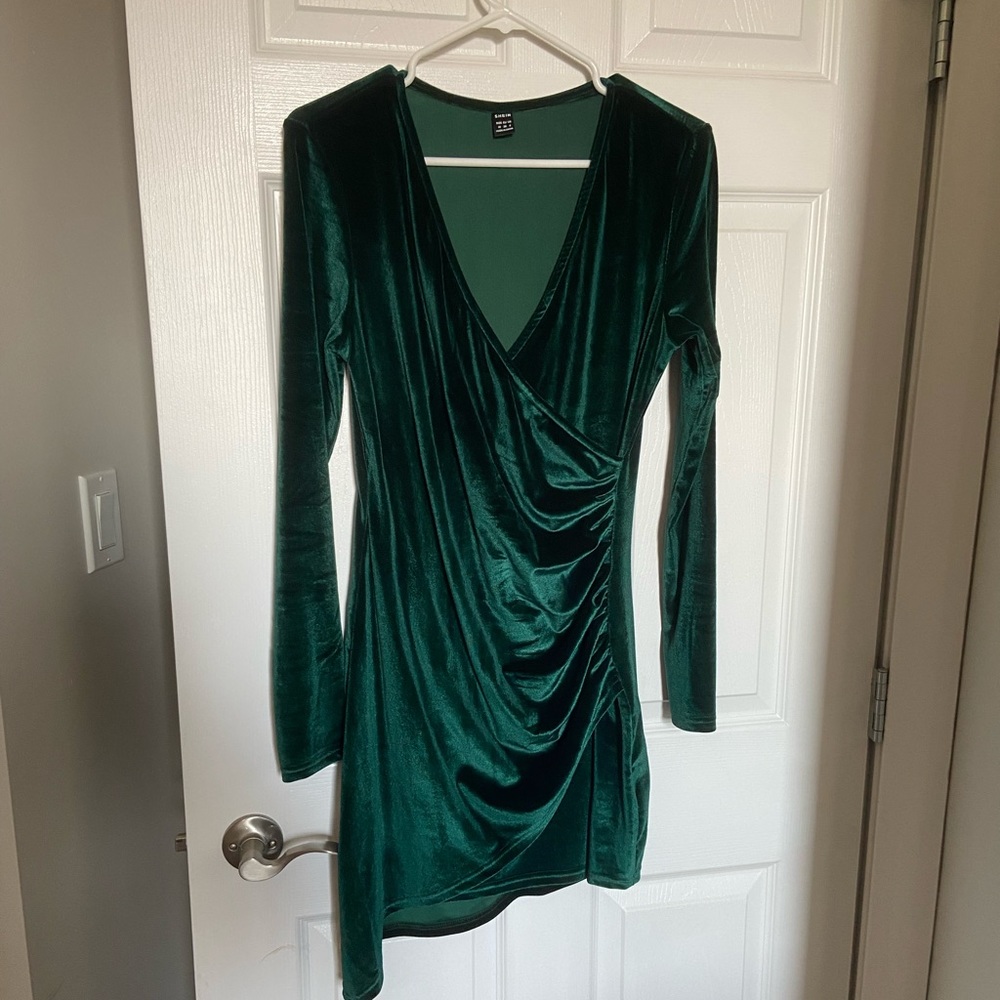 Green velvet dress